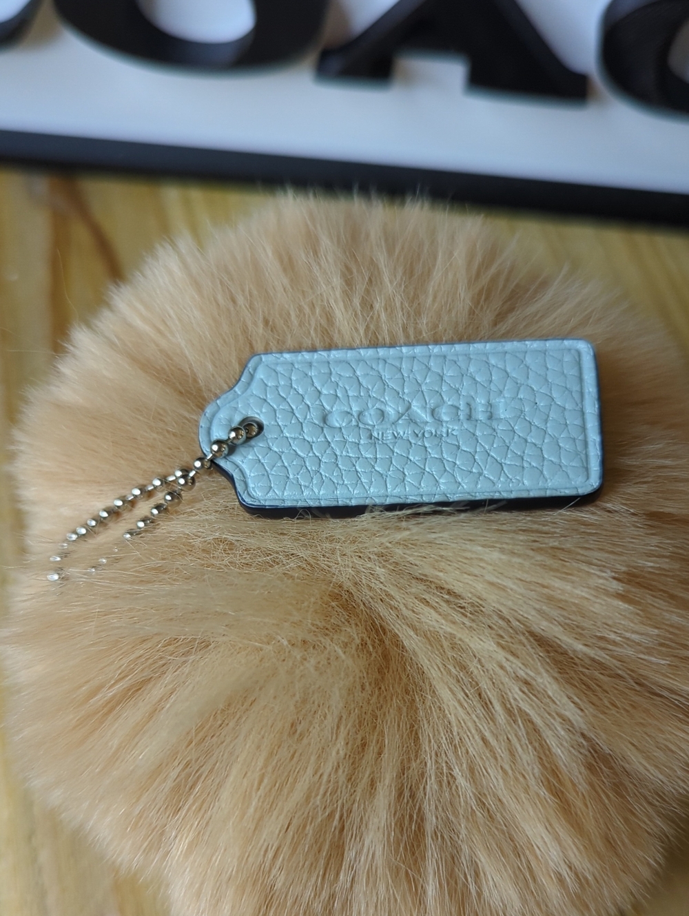 (0066) Coach Two Tone Pebbled Leather Hang Tag